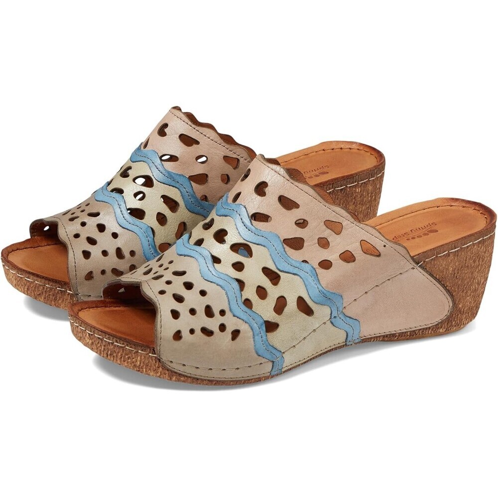 Spring Step Footy Sandals Women's 7.5-8 Blush Multi Slip-On Wedge Heel GAL2124